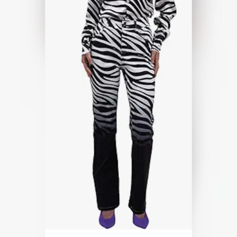 NWT Bruce Glen Women's Printed Zebra Ombre Flared Jeans, Size 0